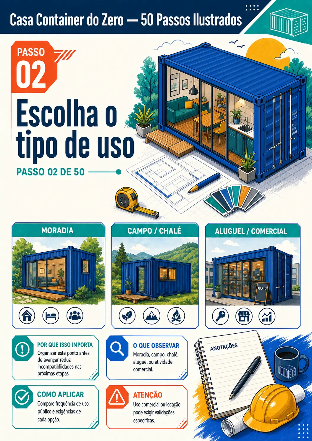 Prévia do passo 2: escolha do tipo de uso