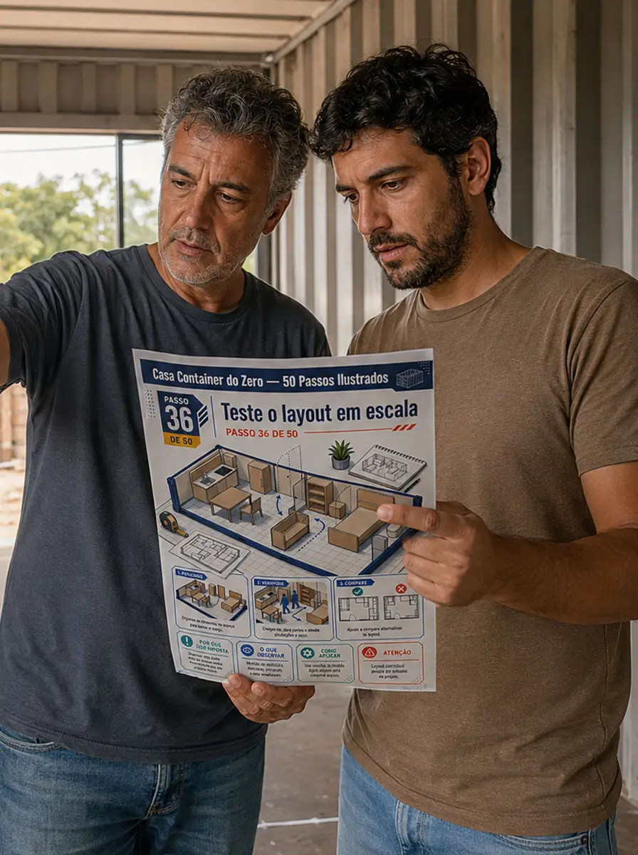 Profissionais testando o layout em escala